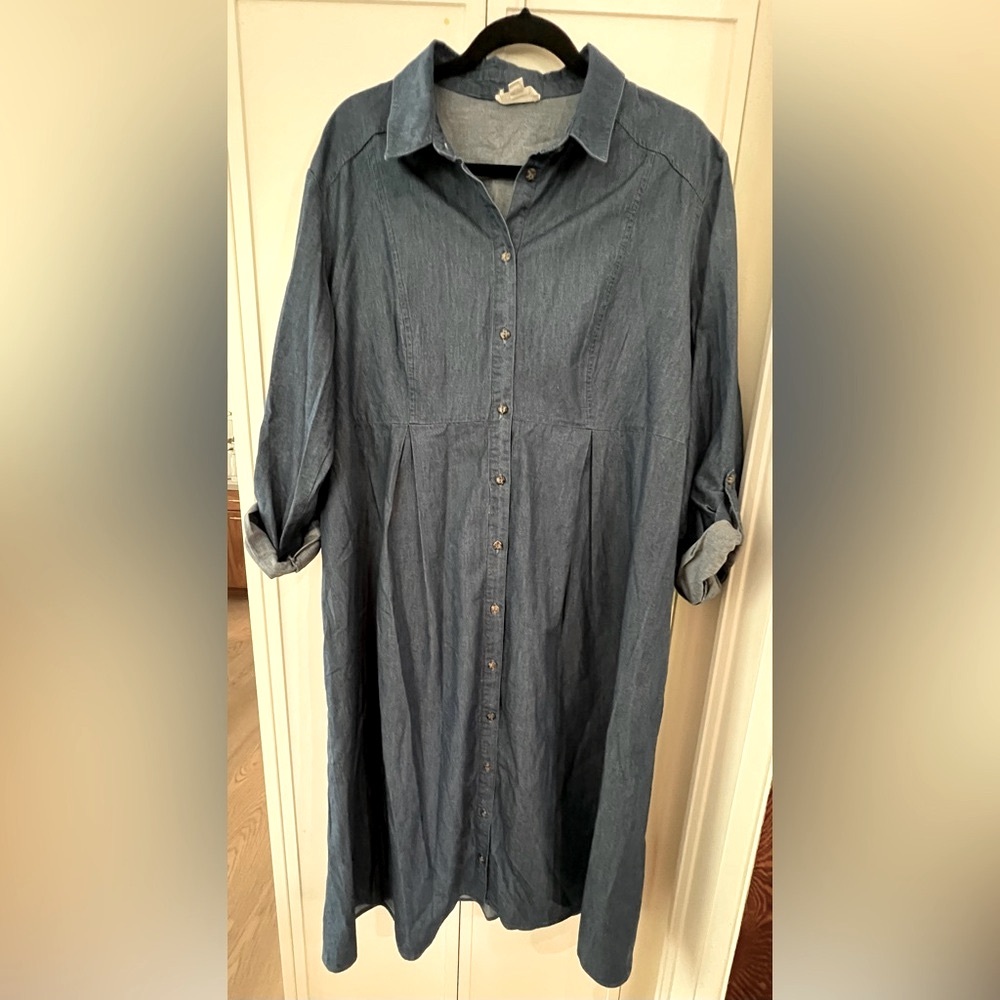 Seraphine maternity denim-style shirt dress